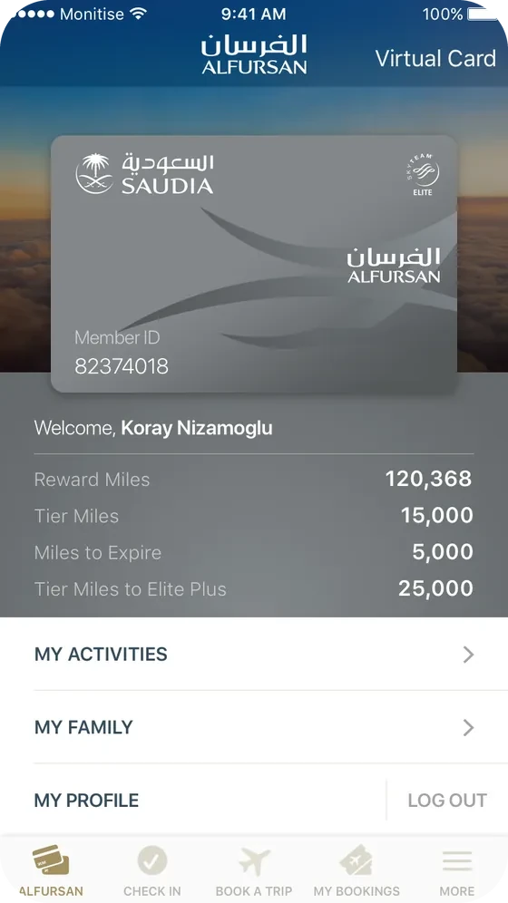 Alfursan tab, Elite member: a silver card and a matching header.