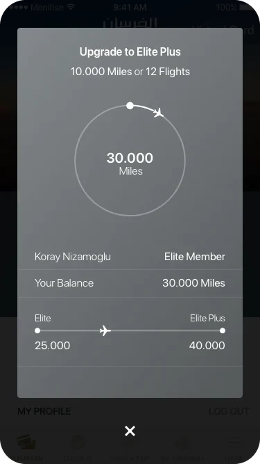 Elite progress dial: Upgrade to Elite Plus, the plane further round the ring.