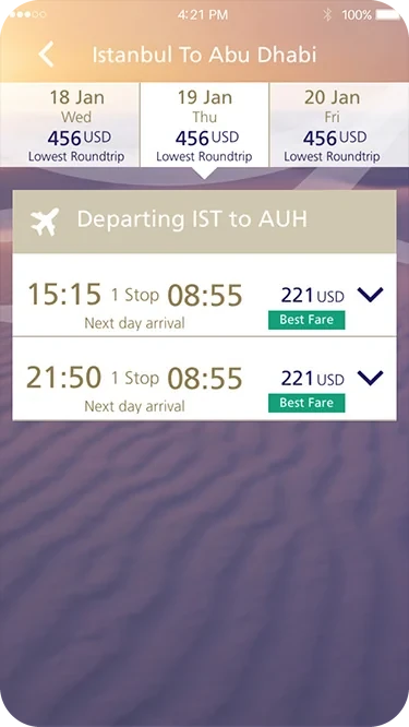 Old flight list closed again: two flights with a Best Fare price and a chevron, and no sign of the fare that was picked.