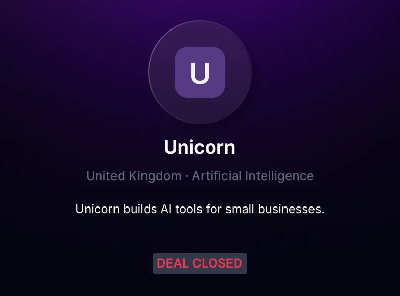The deal marked Deal closed.